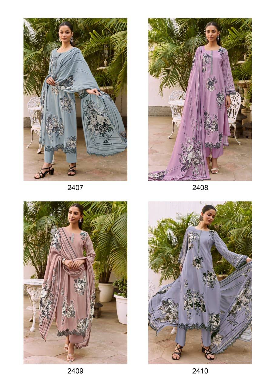 Shaam By Kimora suit 2407 To 2410 Series Stylish Beautiful Colourful Muslin Dresses At Wholesale Price